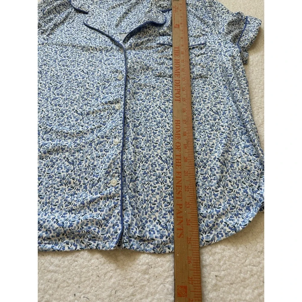 Kate Spade WHITE/BLUE FLORAL Soft Knit Cropped Pajama Set Women's‎ XL Spring
